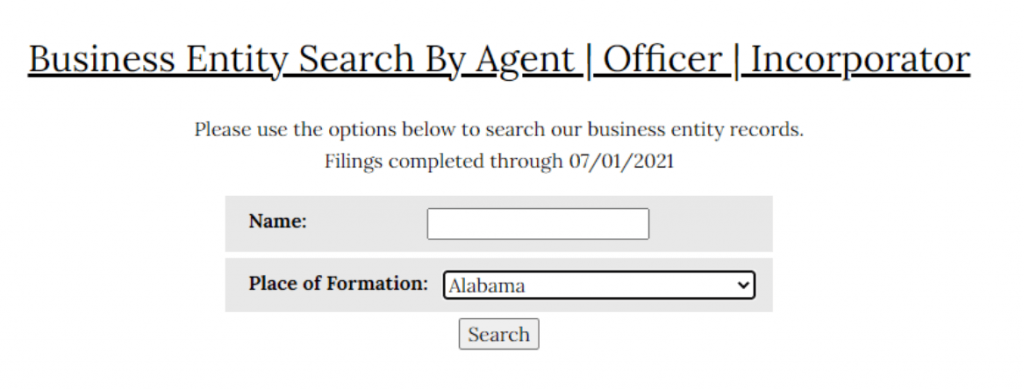 Alabama name search by agent