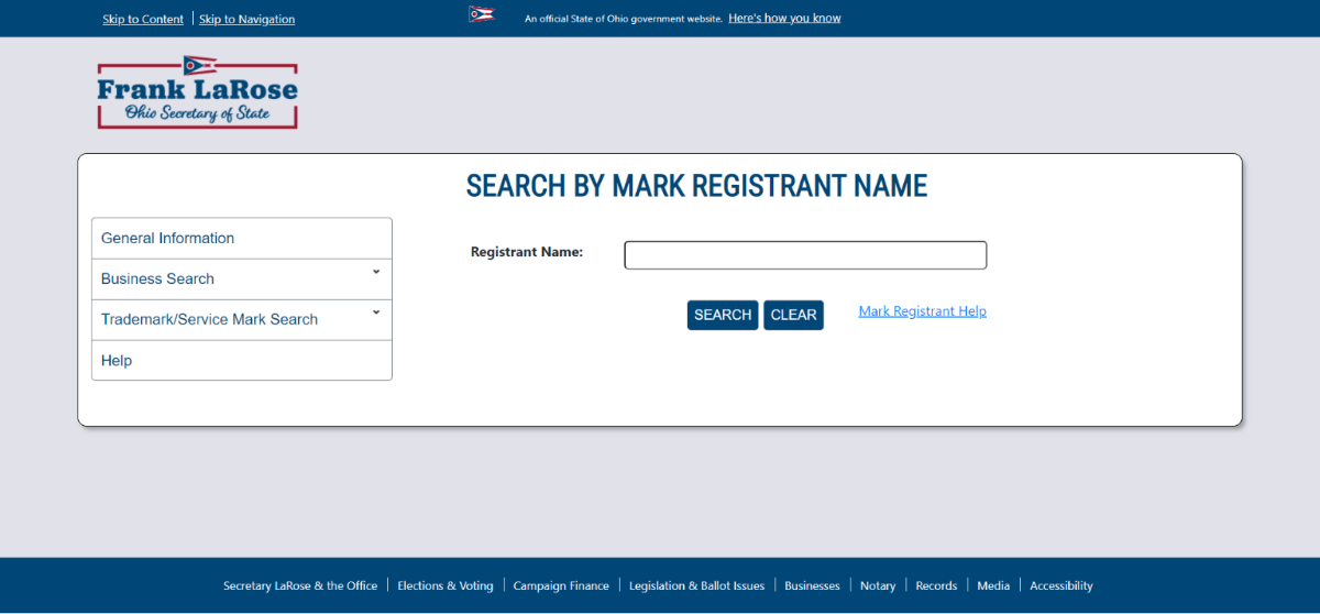ohio search by mark registrant